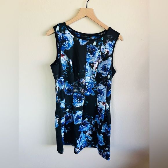 Apt 9 Women’s Floral Black And Blue Sleeveless Dress Size L - Picture 2 of 4
